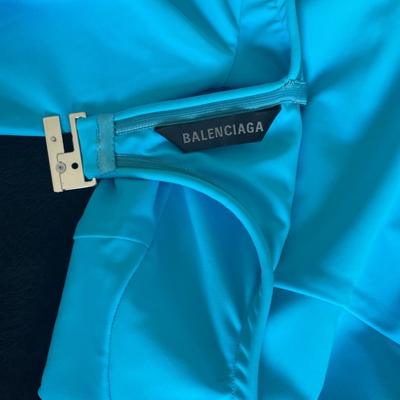 Balenciaga blue swimsuit dress with train. - Picture 2 of 5